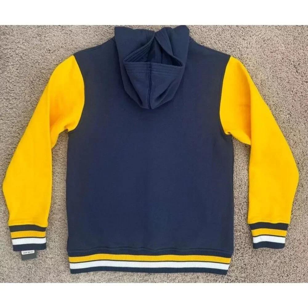 Converse‎ Hoodie Varsity Jacket Youth L Navy Yellow Athletic Letterman Style NWT